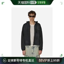 洗旧黑色连帽衫 香港直邮潮奢 Guess 男士 全拉链式 盖尔斯