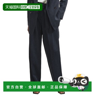 自营 Reiss Olivia亚麻混纺长裤-海军蓝 美国奥莱直发女装直筒裤