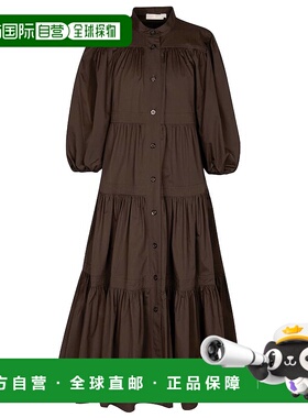 香港直邮Tory Burch 托里 伯奇 女士 棉府绸中长连衣裙 000693