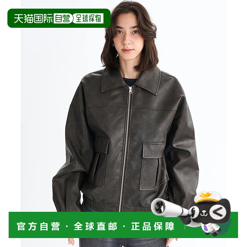 1h可退 日本直邮ROXY 女装 仿皮风格宽松夹克 半拉链双口袋设计 R