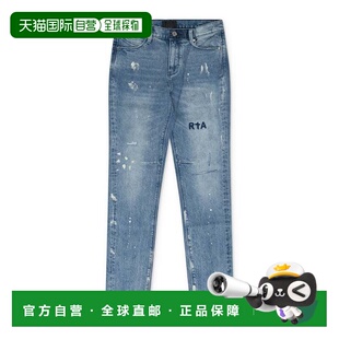 自营rtaBLUE CLAYTON DISTRESSED PAINT SKINNY JEANS - blue 美