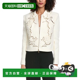 自营Oscar de la Renta Floral Detail Tweed Silk-Lined Wool-Bl