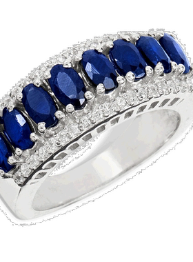 自营 savvy cie jewels925 纯银蓝宝石和白色锆石表带 - 蓝色 美