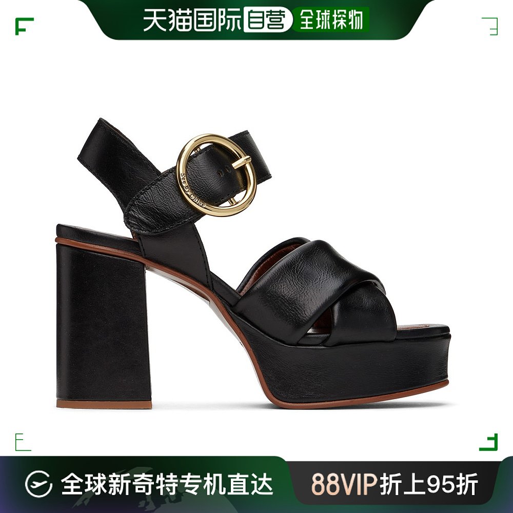 香港直邮潮奢 SEE BY CHLOÉ 女士 黑色 Lyna Platform 凉鞋 SB360 女鞋 时装凉鞋 原图主图