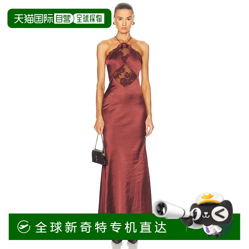 1h可退 香港直邮Self-Portrait 女士 缎面长款连衣裙 RS25081XBR