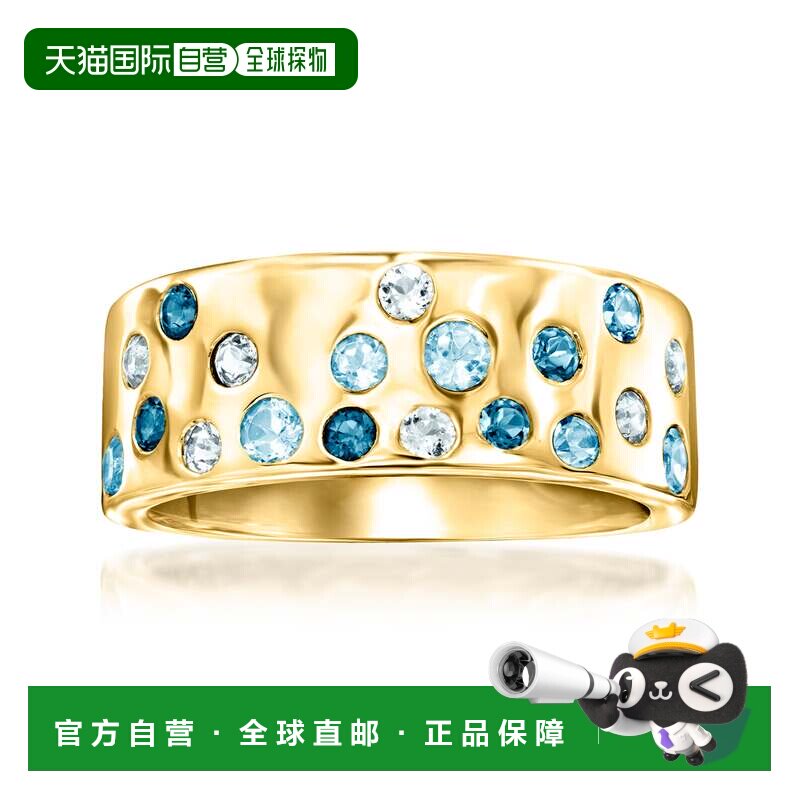 自营Ross-Simons Tonal Blue Topaz Ring in 18kt Gold Over Ster