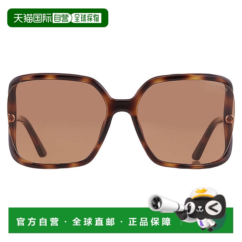 自营Tom Ford Solange Brown Butterfly Ladies Sunglasses FT108