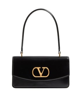 VALENTINO 女士单肩包 WB0R93GCB0NO CO 黑色 亮面小牛皮手提包