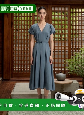 自营 boss浅蓝色带扣连衣裙 美国奥莱直发