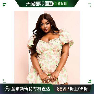 香港直邮潮奢 Luxe 女士 Curve 奢华提花带罩杯露肩花朵连体衣