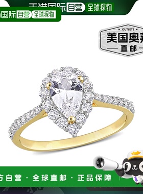 自营 mimi & max1 7/8 CT TGW 打造的白色蓝宝石光环泪滴形戒指镀