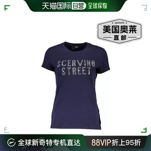 Street 蓝色 恤 闪亮圆领 美国奥莱 Scervino 直发 女款