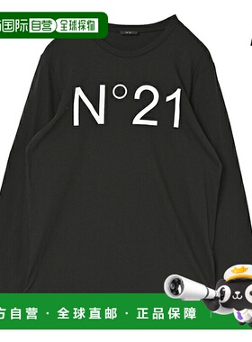 日本直邮N°21 儿童长袖圆领T恤带徽标印花N21808N01530N900