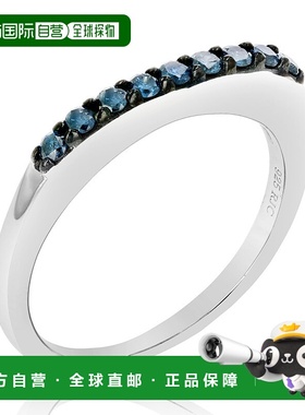自营 vir jewels 1/4 克拉蓝色钻石戒指结婚戒指 .925 纯银爪镶圆