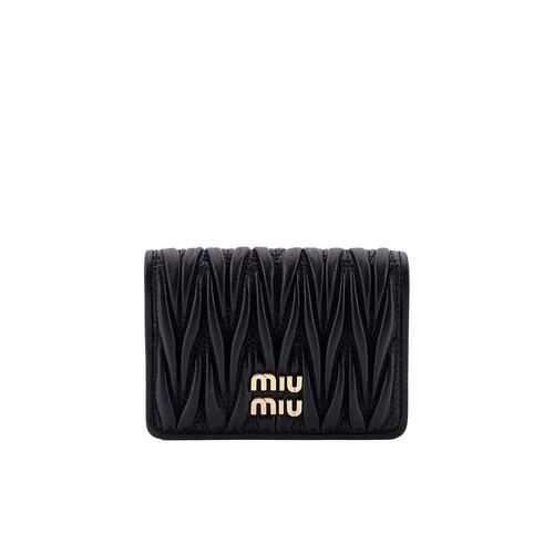 MIU MIU 女士钱包 5MC103AFPPF0002 SS2025 黑色 折叠钱包