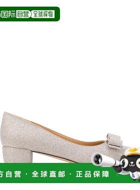 自营salvatore ferragamo菲拉格慕Vara Bow闪光泵-灰色 美国奥莱