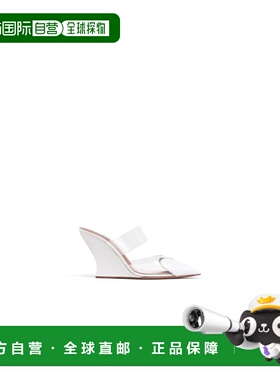 1h可退 香港直邮alaia 女士 白色心形坡跟凉拖 AA3M3005CK150