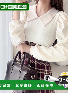 1h可退 日本直邮mily bilet 女装 复古格纹拼接荷叶边长袖长款连