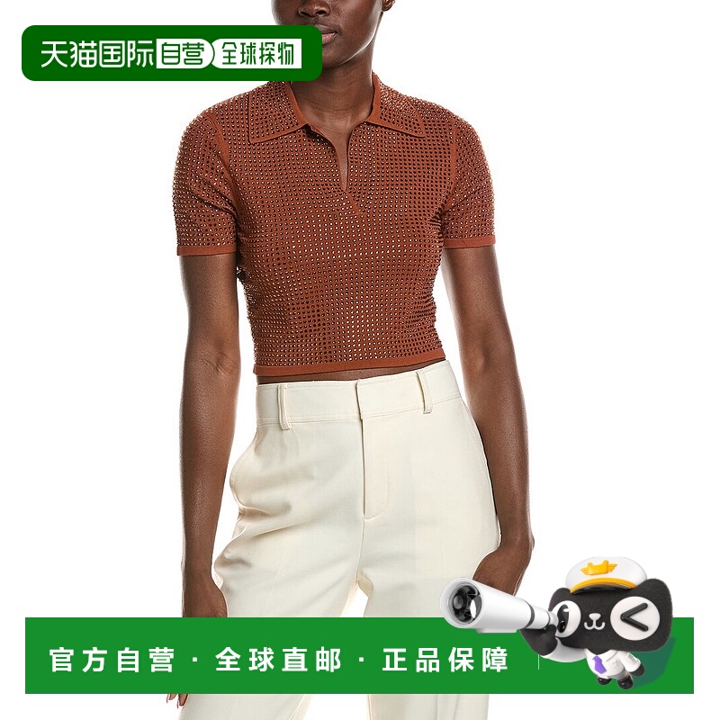 自营 sandro桑德罗水钻圆领针织衫-棕色 美国奥莱直发