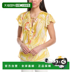 美国奥莱直发女装 自营 黄色 Bob串珠V领上衣 Hale