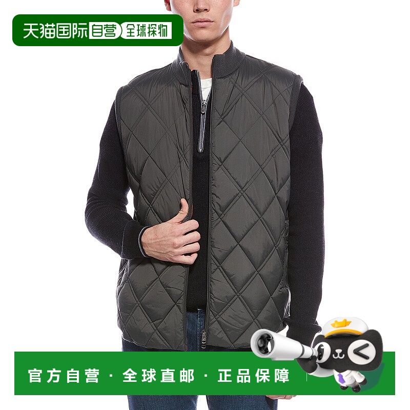 自营raffi拉菲绗缝前羊毛混纺背心-棕色 美国奥莱直发