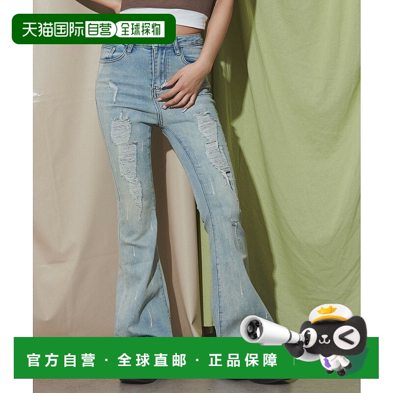 1h可退 日本直邮DISPARK 女士春夏款破洞喇叭牛仔裤 DI25SM04L001