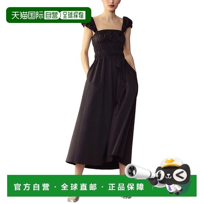 自营Cynthia Rowley博德鲁姆后系带连衣裙-黑色 美国奥莱直发