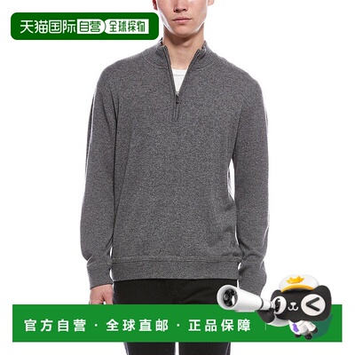 自营Raffi Zip Mock Neck Cashmere Sweater - grey 美国奥莱直发