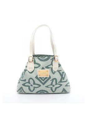 日本直邮中古LV路易威登女包B级9新tote bag托特包帆布托特包绿色