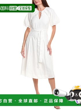 自营Reiss Alice Linen-Blend Puff Sleeve Dress 美国奥莱直发