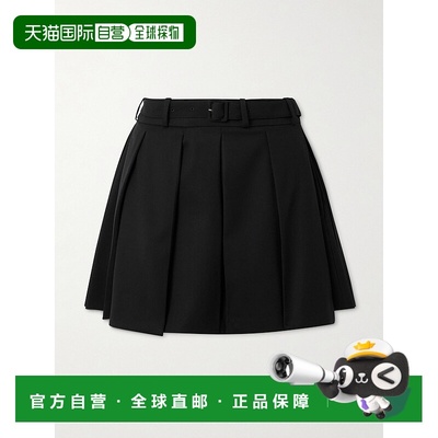 香港直邮Patou 女士 束带褶裥弹力羊毛斜纹布迷你半身裙 SK071010