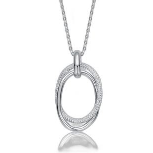 自营 genevive14k 镀金纯银钻石方晶锆石双缠绕椭圆形永恒圆吊坠