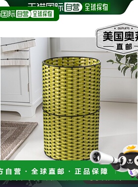 happimessCecil Modern 4.13 加仑仿柳条圆筒废纸篓，梨绿色/黑色