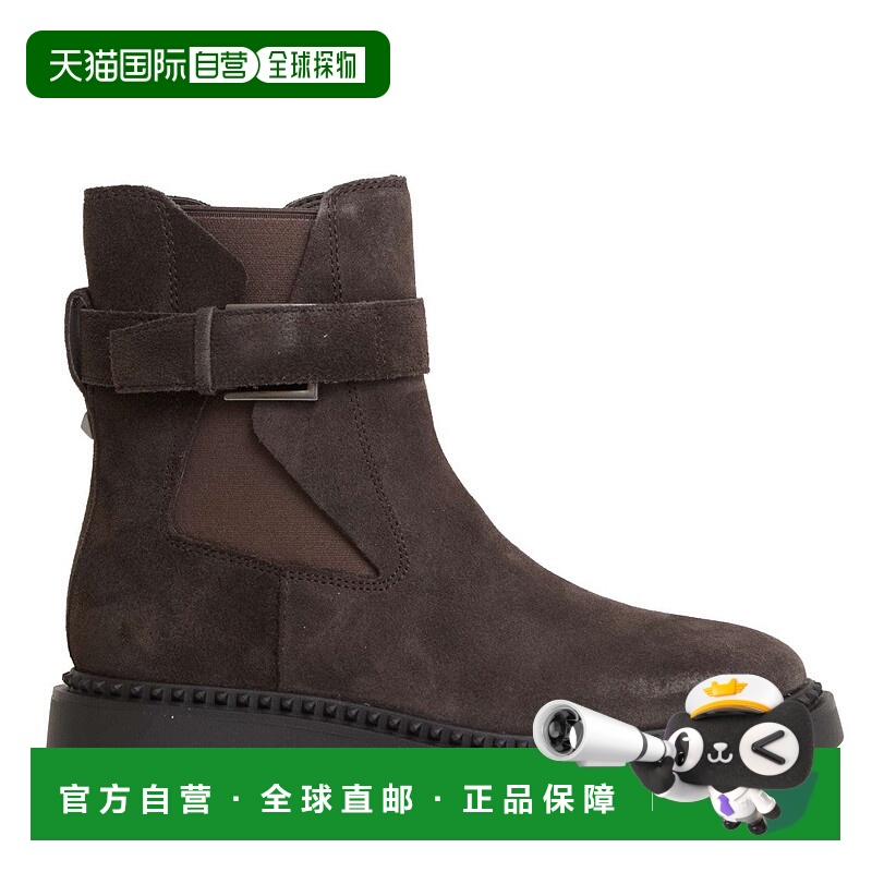 自营ash棕色绒面披头士靴，带装饰扣-黑色 美国奥莱直发