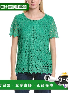 自营 Jones New York奖章蕾丝T恤-绿色 女装上衣美国直发奥莱