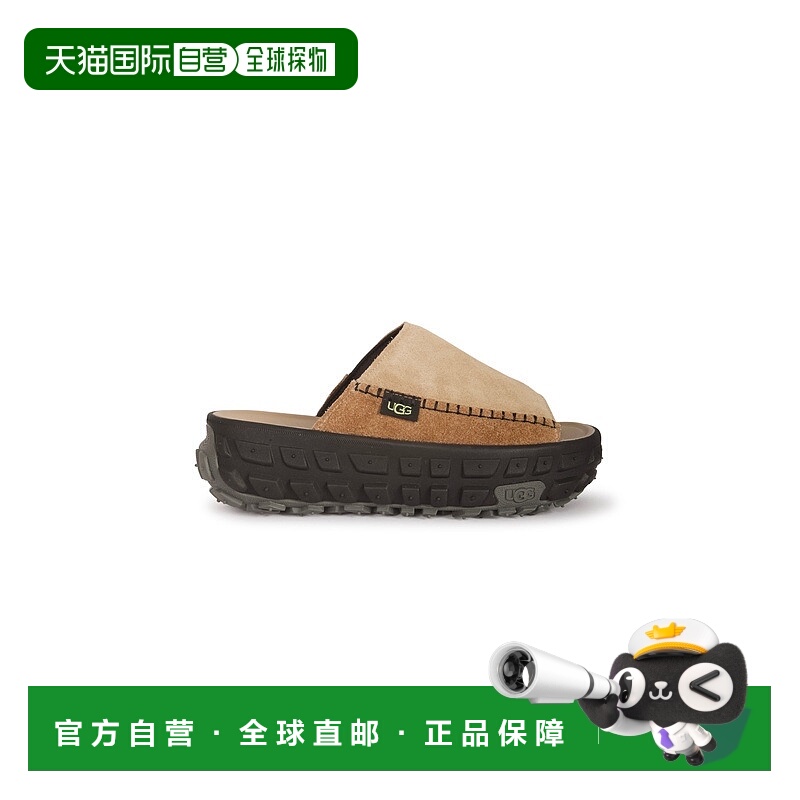 自营欧洲直邮Ugg Venture Daze系列女士沙色/黑色小牛皮厚底拖鞋