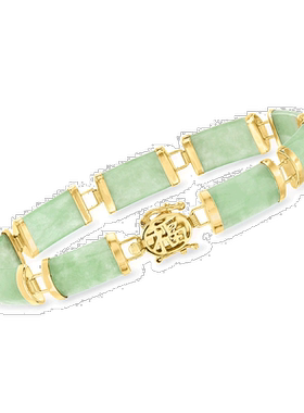 自营 Ross-Simons 14 克拉黄金绿色翡翠手链 8.25 英寸 美国奥莱