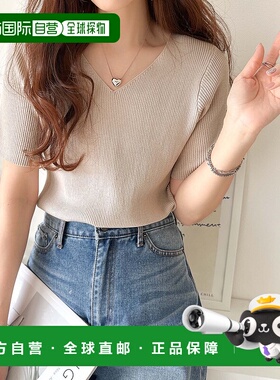 1h可退 日本直邮Classical Elf 女士V领五分袖修身针织上衣 ce102