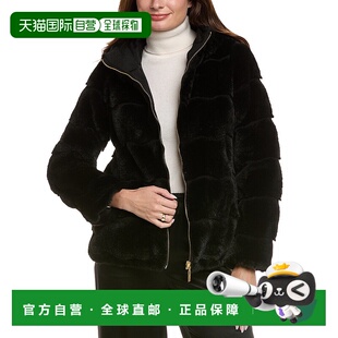 美国奥莱直发外套皮草 黑色 自营Via Spiga短槽双面夹克