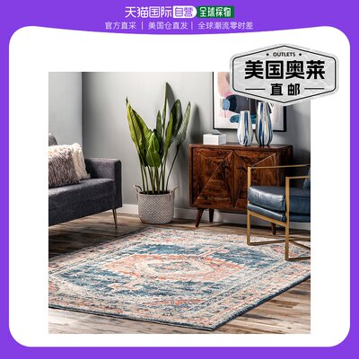 nuLOOM Harley Barbed Mast Medallion Area Rug - blue 【美国奥