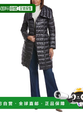 自营Via Spiga不对称腰带羽绒服-灰色 美国奥莱直发