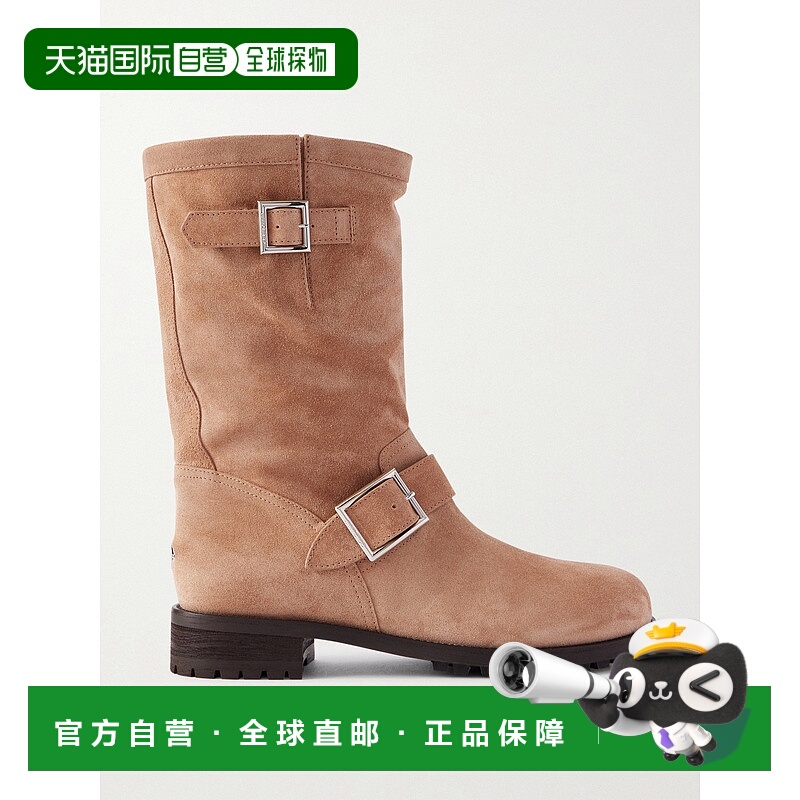 1h可退 香港直邮潮奢 Jimmy Choo 周仰杰 女士 骑士搭扣绒面革短