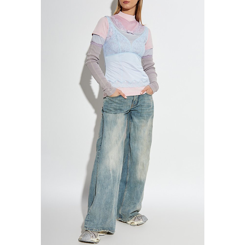 BALENCIAGA 女士T恤 808858TRV335840 CO 白色 多色分层罩衫