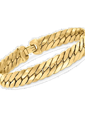 自营 Ross-Simons 意大利 14kt 黄金古巴链手链 - 7 英寸 美国奥