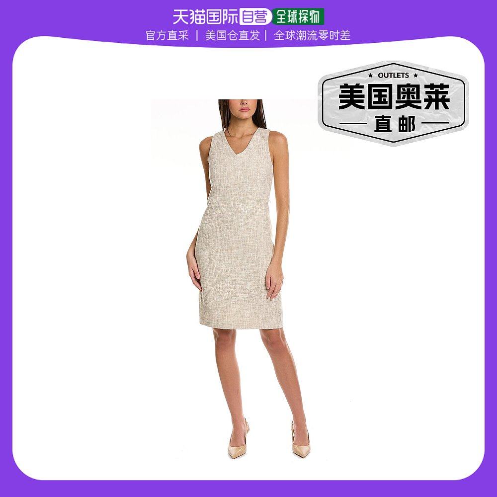 Anne Klein 粗花呢紧身早秋新款连衣裙 白色 【美国奥莱】直发