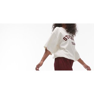 潮奢 Topshop 女士 褶皱打褶阔腿酒红色裤子