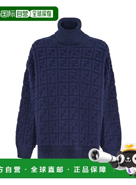 香港直邮Fendi 蓝色FF针织高领长袖套衫 FZY874A9WF