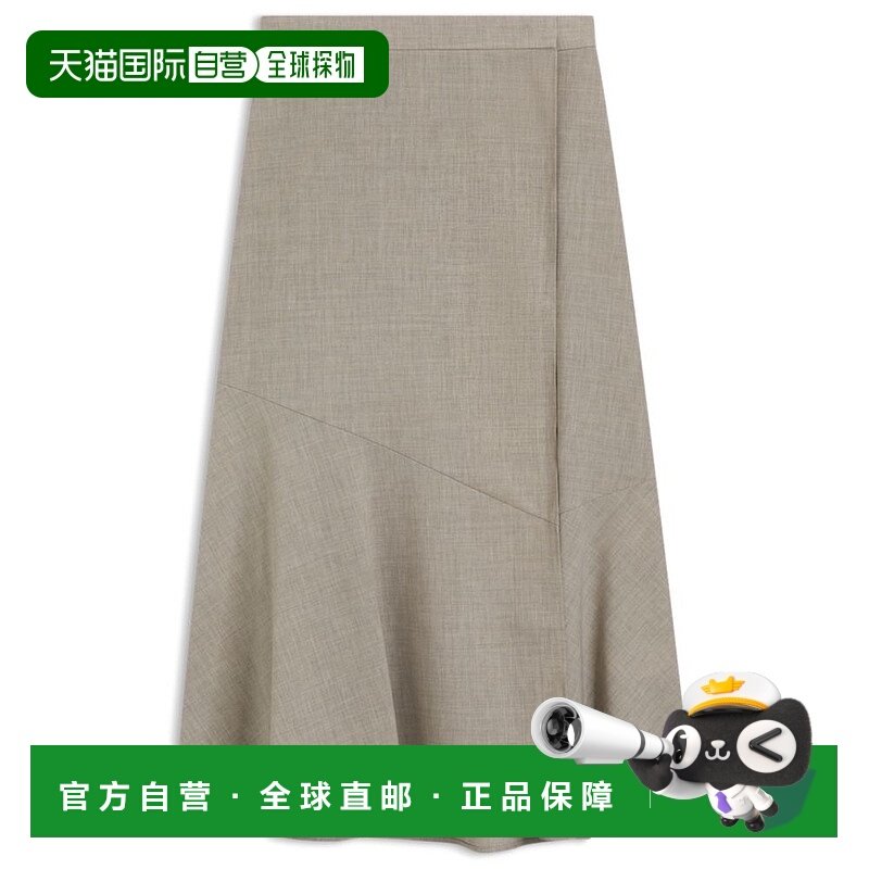 自营bossMelange A-line skirt in virgin wool - light beige 美
