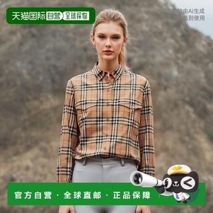 格纹纽扣衬衫 女士 8083146博柏利纯棉 巴宝莉 香港直邮Burberry