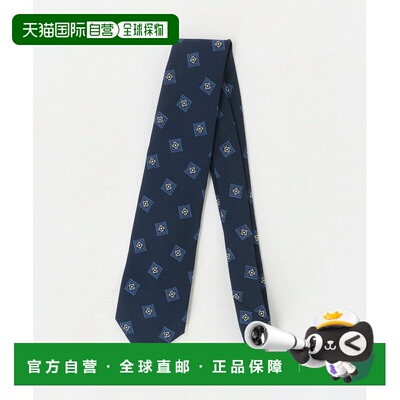 1h可退 日本直邮Alessandro Masi男士8cm窄版海军蓝小方格真丝混